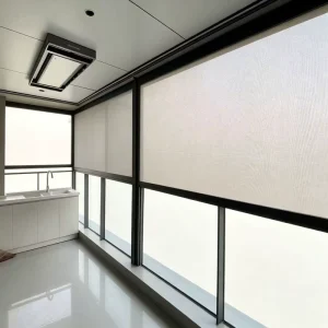 Anti Aging Durable Zipper Track Roller Shades Electric Windproof UV Blocking Outdoor Balcony Blinds