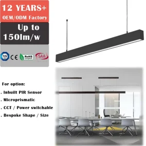 Anti Glare Commercial LED Batten Suspended Aluminum Pendant Supermarket Office Linkable Linear Lights