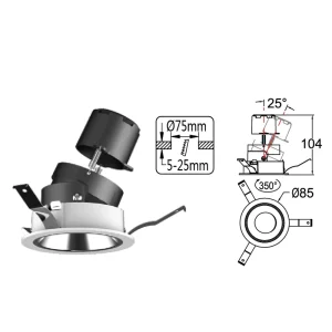 Anti Glare Recessed LED Downlight Rotatable Spotlight for Cafe and Coffee Shop Lighting