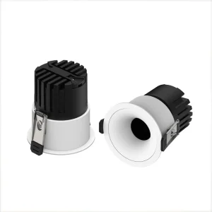 Anti Glare Tiltable LED Recessed Ceiling Spotlight Aluminum Construction White Black Cream Trim Customizable Dimmable High CRI