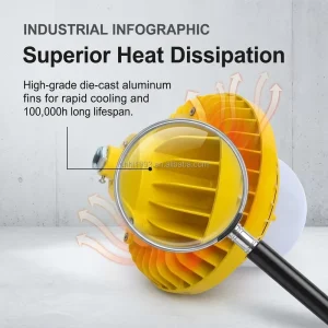 Anti-explosive IP66 LED High Bay Light ATEX Standard Waterproof Industrial Lighting for Mining and Petrochemical Industry 100W