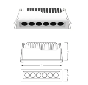 Anti-glare LED Grille Spotlight Recessed Ceiling Lights for Museum Exhibition Hall and Art Gallery