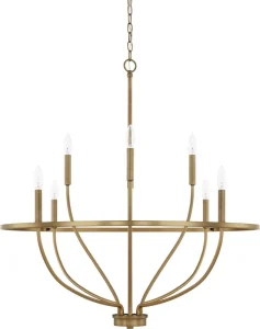 Antique 7 Lights Iron Round Chandelier Farmhouse Candle Indoor Decor Adjustable Chain Pendant Light for Villa