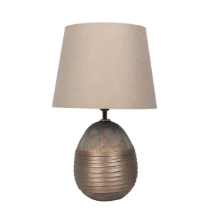 Antique Ceramic Bedside Table Lamp Handmade Decorative Hotel Desk Lamp with Fabric Light Shade Ball Base Indoor Bedroom Decor