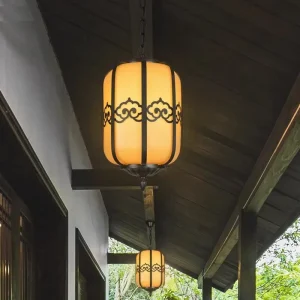 Antique Chinese Outdoor Villa Courtyard Pavilion Waterproof Lantern Hanging Chandelier Small Size Door Pendant Lights
