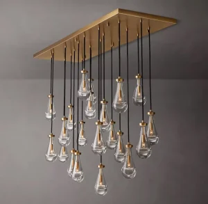 Antique Design Lighting Luxury Modern Crystal Glass Raindrop Chandelier Ceiling Pendant Light for Dining Room Foyer Living Room