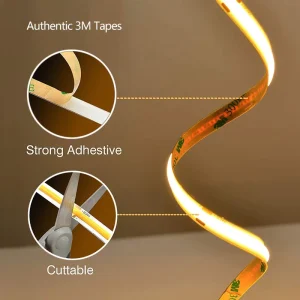 Approval BIS ETL 480LEDs Flex Cuttable DC24V 8mm Linear IP33 COB Copper LED Strip Light Ra90 Smart Wi-Fi Commercial Project