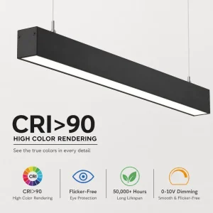 Architectural 3FT 23W 2990lm Linear Light with Geometric Connectors for Commercial Interiors