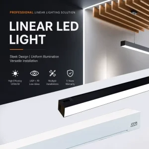 Architectural LED Linear Pendant Light 270 Degree Rotatable Seamless Connection Aluminum Shop Lamp for Modern Office Gym