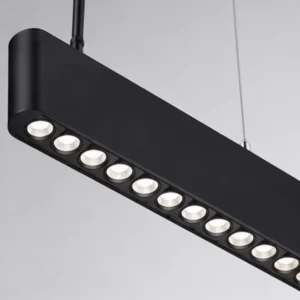 Architectural LED Linear Pendant Lighting System with Direct Indirect Output for Modern Commercial Buildings