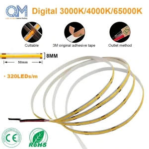 Architectural Linear COB LED Strip Light 24V 8mm 6000K Cool White Seamless Flexible Ribbon