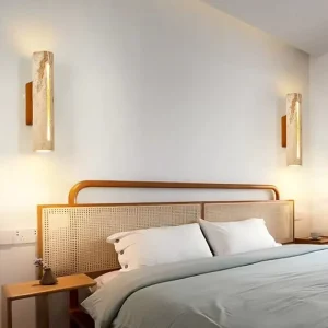 Architectural Yellow Travertine Wall Sconce Modern Cylinder Stone Sconce Luxury E27 LED Hotel Corridor Light for Project
