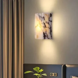 Art Deco Creative Stone LED Rectangular Dual Color Temperature Home Wall Lamp High-End Bedroom Foyer Dining Room