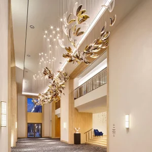 Art Glass Chandelier Passageway Hotel Lobby Banquet Hall Hanging Glass Pendant Lights