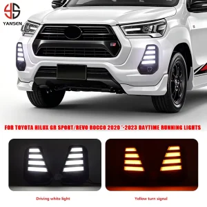 Auto Body Kit LED Bumper Light for Toyota Hilux Rocco 12V Waterproof Fog Light Grille DRL Car Accessories
