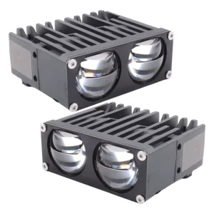 Auto Grille Light 3000K High Low Beam 20W 80W 2 Eyes Lens Biled Projector Lens LED Headlights Car Grille Lights