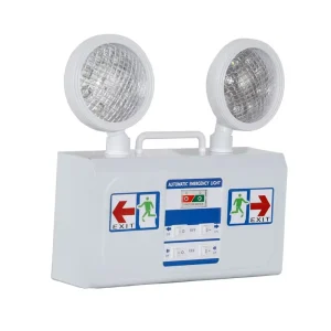 Automatic LED Emergency Exit Light with Two Lamp Heads Fire Resistant Plastic Housing 9W Indoor Use 3 Hours Backup IP20 Rated