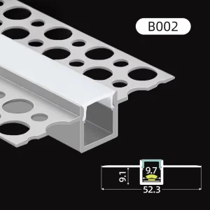 B002 Free Sample 6000 Series LED Aluminum Profile Recessed Drywall Gypsum Light Strips Channel Diffuser