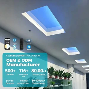 BBIER Indoor Artificial Sunlight Dimmable Lamp Recessed Window Blue Sky Rooflight Faux LED Ceiling Virtual Skylight Panel Light