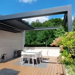 BBQ Area Aluminum Pergola with Oil Stain Resistant Canopy Easy Clean Waterproof Shade for Grilling Outdoor Aluminium Gazebo