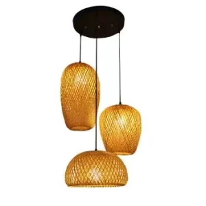 Bamboo Wicker Rattan Wave Shade Pendant Light Hanging Ceiling Lamp Fixture Home Decor Lampshade
