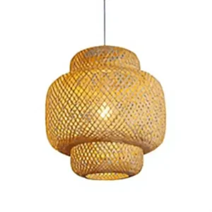 Bamboo Woven Pendant Light Ribbed Dome Hanging Lamp Modern Scandinavian Decor for Dining Restaurant
