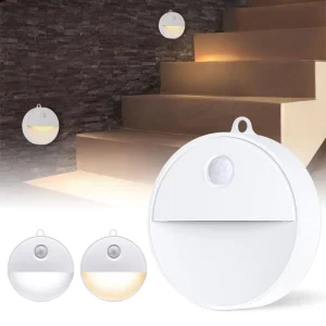 Battery Powered LED Motion Sensor Night Light White Wireless Lighting for Stairs Bedroom Wall Cabinet Lights Toilet Kitchen Home