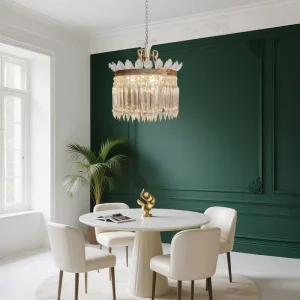 Bedroom Chandelier Pendant Light French Round Brass Crystal Pendant Light for Living Room Bedroom Decorative Lighting for Hotel