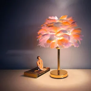 Bedroom Living Room Romantic Atmosphere Table Lamps Creative Art Deco Feather Lighting Shade Night Lights Home Decor Table Lamp