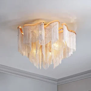 Bedroom and Dining Room LED Ceiling Light with Aluminum Chain Tassels for Living Room