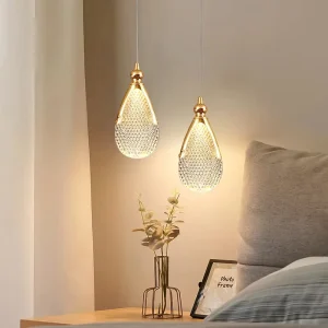 Bedside Chandelier Elegant Ceiling Indoor Decorative Design Bedside Living Room Decorative Modern Gold Acrylic LED Pendant Light
