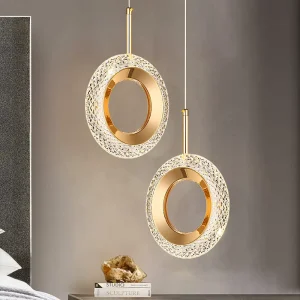 Bedside Chandelier Luxury Art Deco New Design LED Ring Lamp LED Circle Pendant Light Hanging Lights Bedroom