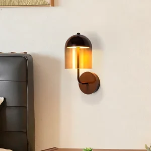 Bedside Decorative Luxury Iron Glass LED Wall Lamp with Warm White Light for Bedroom