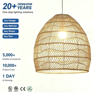 Bell Shaped Rattan Pendant Light Handwoven Natural Wicker Chandelier for Boho Dining and Living Room