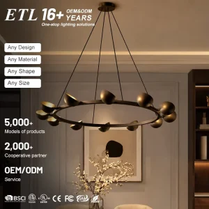 Bespoke Interior Decor Fixtures Luxury Brass LED Chandelier Pendant Light for Bedroom Household Living Dining Room