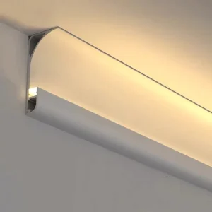 Big Size Corner Ceiling LED Profile with Pc Diffuser 3000K Warm Led Strip Lights White Aluminum Led Channel Diffuser