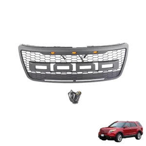 Black ABS Plastic Car Bumper Grill with LED Light Replacement Fit for Ford Explorer