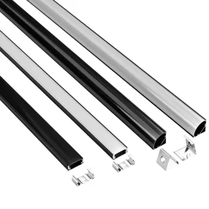 Black Cover 10-50 Pieces Pack 1000 Series LED Aluminum Profile 1m Piece U V Shape Suitable 8-12mm Light Strip Housing Channel