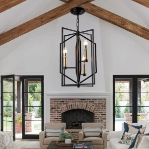 Black E12 3 Heads Rustic Bedroom Dining Room Pendant Light for Kitchen