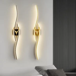 Black Gold Modern Luxury Bedroom Wall Lamp Bedside Light Curve Long Interior Bed Sofa Wall Decorative Light