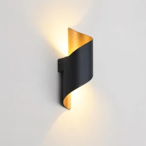 Black Gold Modern Wall Sconce Aluminum Acrylic Spiral Shade Wall Mounted Light Fixture for Bedroom Living Room Hallway Stairway