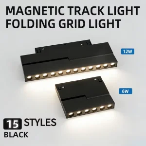 Black LED Aluminum Modern Folding Grille Light Track Lights Embedded Magnetic for Commercial Use DC48
