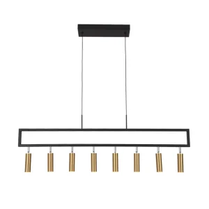 Black Matte Bronze 24W Non Dimmable Linear LED Pendant Light 3000K Metal Frosted Acrylic for Dining Kitchen Island Villa Cafe