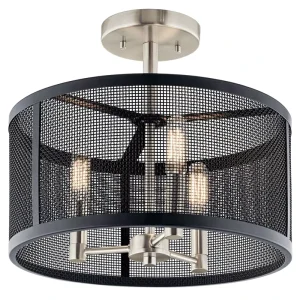Black Metal Mesh Industrial Ceiling Lamp Hotel Corridor Balcony Modern Ceiling Light