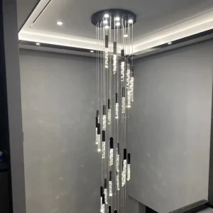 Black&Gold Cost effective European Style Customized Made Hotel Lobby Restaurant Indoor Crystal Hanging Light