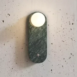 Blackish Green Vintage Marble Wall Sconce with Button Switch
