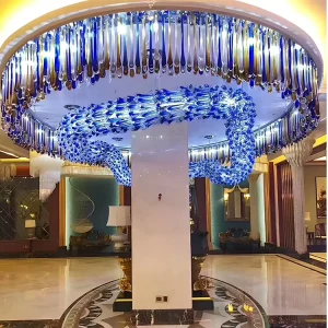 Blue Multi Scenes Glass Hanging Lamp Lighting LED Decorative Custom Made Chandeliers Ceiling Luxury Pendant Light