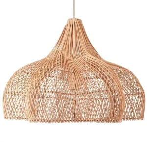Boho Style Natural Wicker Ceiling Lamp Handwoven Rattan Pendant Light for Dining Room