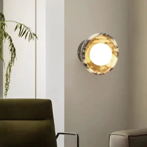 Bowl Shape Natural Stone Wall Lamp Living Room Background Wall Light Modern Bedroom Home Decor Light Hallway Lighting Fixtures