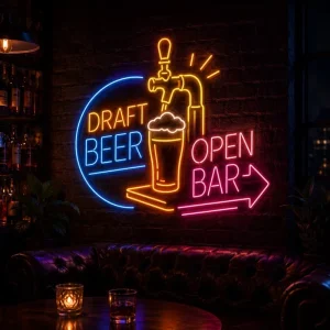 Brand Promotion Sign with Advertising Decoration and Commercial Lighting for Beer Store Campaigns and Pub Decoration Use